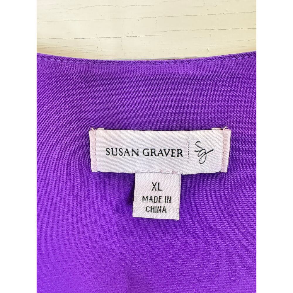 Susan Graver Purple Layered Scoop Neck Top - Picture 3 of 3